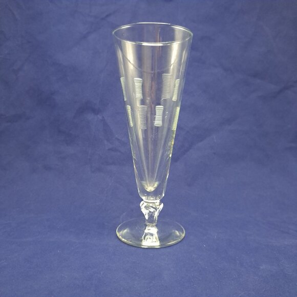 Vintage Etched Pilsner Beer Glass With Geometric Design - Picture 1 of 9